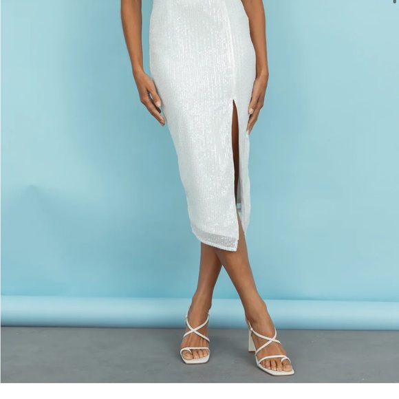 Hello Molly | VIBRANT NIGHT MIDI DRESS SEQUIN | white sequin| worn once | small - Picture 3 of 6